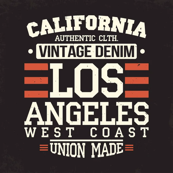 Γραφικά Shirt Καλιφόρνια Στο Λος Άντζελες Τυπογραφία Vintage Τζιν Shirt — Διανυσματικό Αρχείο