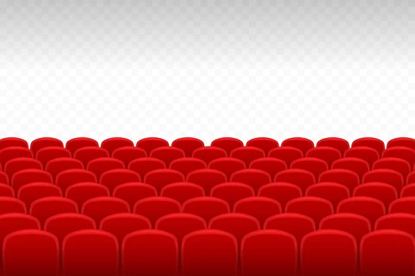 Cine Teatro Filas Asientos Terciopelo Rojo Con Fondo Transparente Espacio — Vector de stock