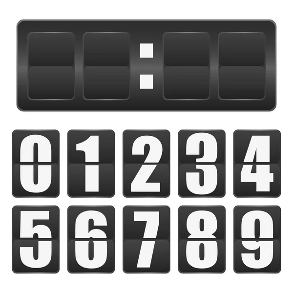 Countdown Timer Mechanical Scoreboard Blank Numbers Zero Nine Realistic Template — Stock Vector