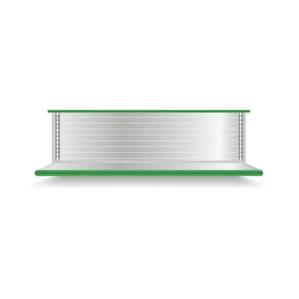 Scaffale Vuoto Del Supermercato Vetrina Realistica Con Retroilluminazione Verde Vettore — Vettoriale Stock