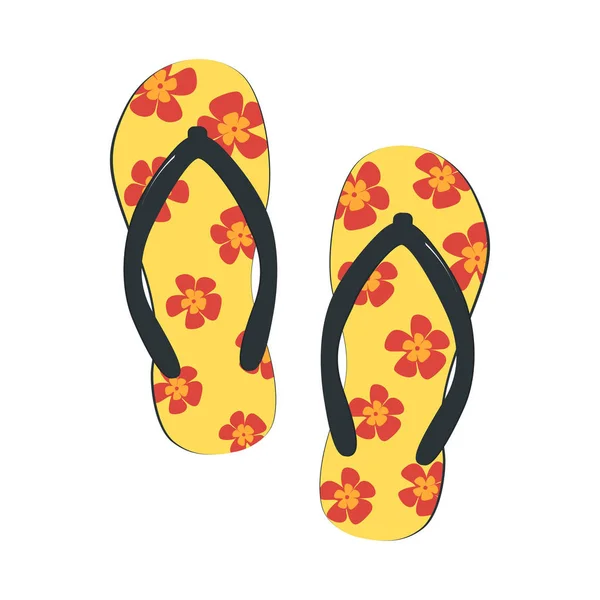 Slippers Met Orchideeën Geïsoleerd Een Witte Achtergrond Vector — Stockvector