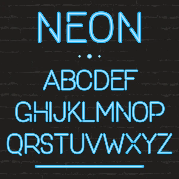 Neon Světlo Abeceda Zářící Anglické Dopisy Pro Vývěsní Štíty Film — Stockový vektor