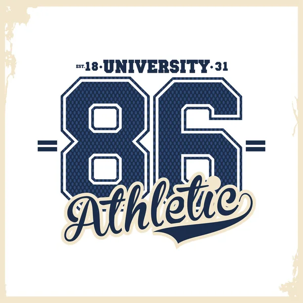 Πανεπιστήμιο Κολλέγιο Τυπογραφίας Shirt Γραφικών Για Είδη Ένδυσης Αθλητική Ένδυση — Διανυσματικό Αρχείο