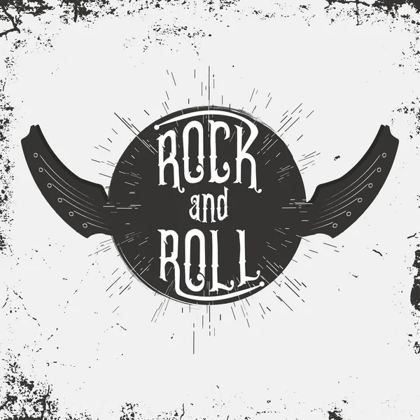 Grabado Música Rock Roll Grunge Print Para Camiseta Con Letras — Vector de stock