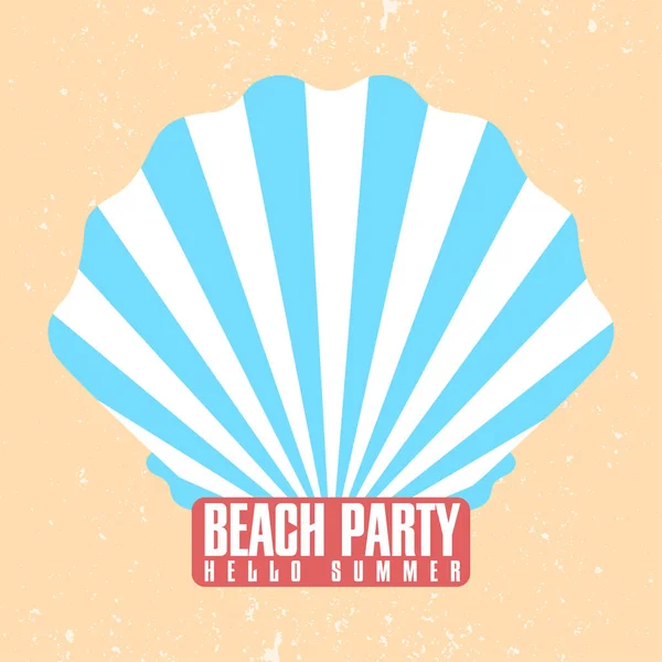 Beach Party Affisch Mall Skal Conch Med Sunburst Ray Retro — Stock vektor