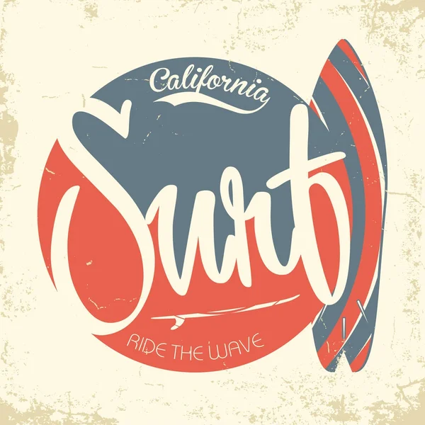 加利福尼亚排版 T恤图形 印刷品 冲浪者衣服的字体和冲浪板的排版 — 图库矢量图片