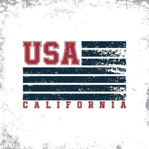 California Amerika Serikat Tipografi Shirt Grafis Cap Dengan Huruf Dalam - Stok Vektor