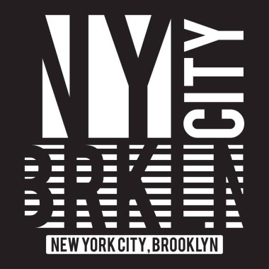 New York, Brooklyn modern tipografi t-shirt baskı için. T-shirt grafik. Vektör
