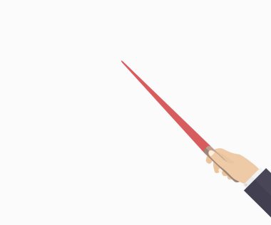 Çubuk el ile işaret. Öğrenme süreci. Şablon için iş, eğitim tanıtımı, Koçluk. Vektör