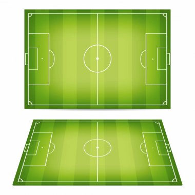Futbol alan koleksiyonu. Futbol sahası. Üstten Görünüm ve perspektif görünüm. Vektör