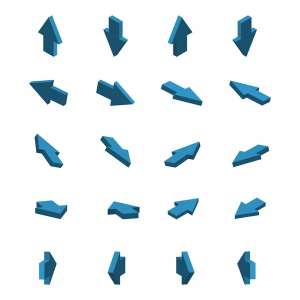 等尺性の矢印のセットです 別の方向に青色の矢印 ベクトル — ストックベクタ