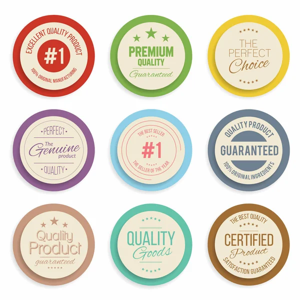 Badges Labels Collection Quality Assurance Marks Vector — Stock Vector