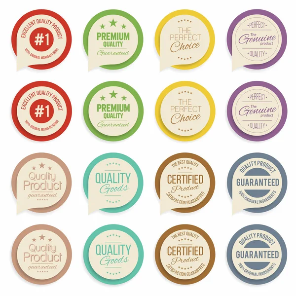 Badges Labels Collection Quality Assurance Marks Vector — Stock Vector