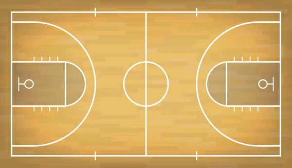 Basketbol Sahası Ahşap Zemin Ile Yukarıdan Görüntüleyin Vektör — Stok Vektör