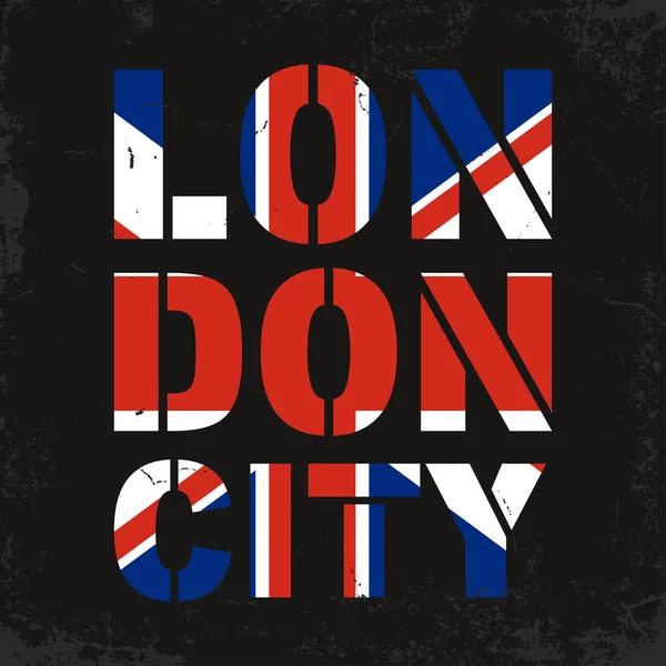 London City Typographie Große Britische Flagge Für Shirt Print Shirt — Stockvektor