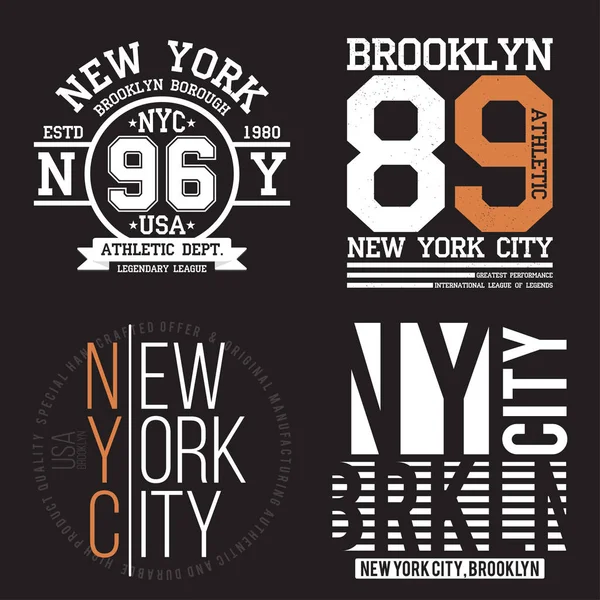 Νέα Υόρκη Μπρούκλιν Τυπογραφία Για Εκτύπωση Shirt Σπορ Αθλητικό Μπλουζάκι — Διανυσματικό Αρχείο