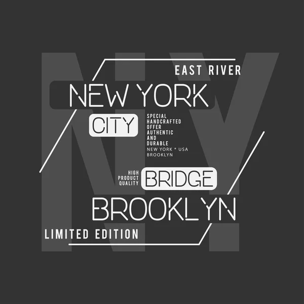 Nova Iorque Tipografia Brooklyn Gráficos Shirt Vetor — Vetor de Stock