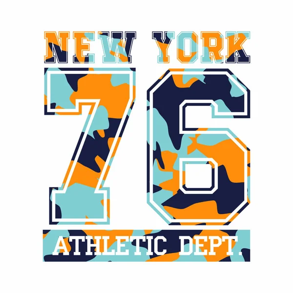 New York City Atletische Afdeling Camouflage Shirt Design Typografie Voor — Stockvector