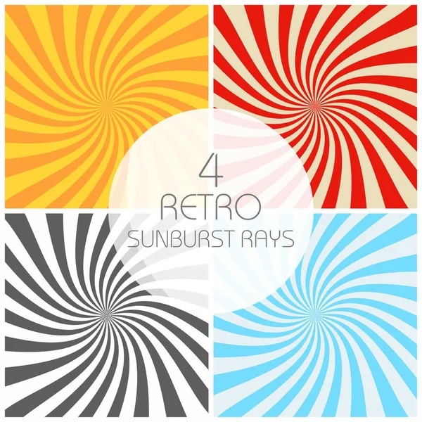 Rayos Retro Sunburst Establecidos Estilo Vintage Efecto Espiral Antecedentes Abstractos — Vector de stock