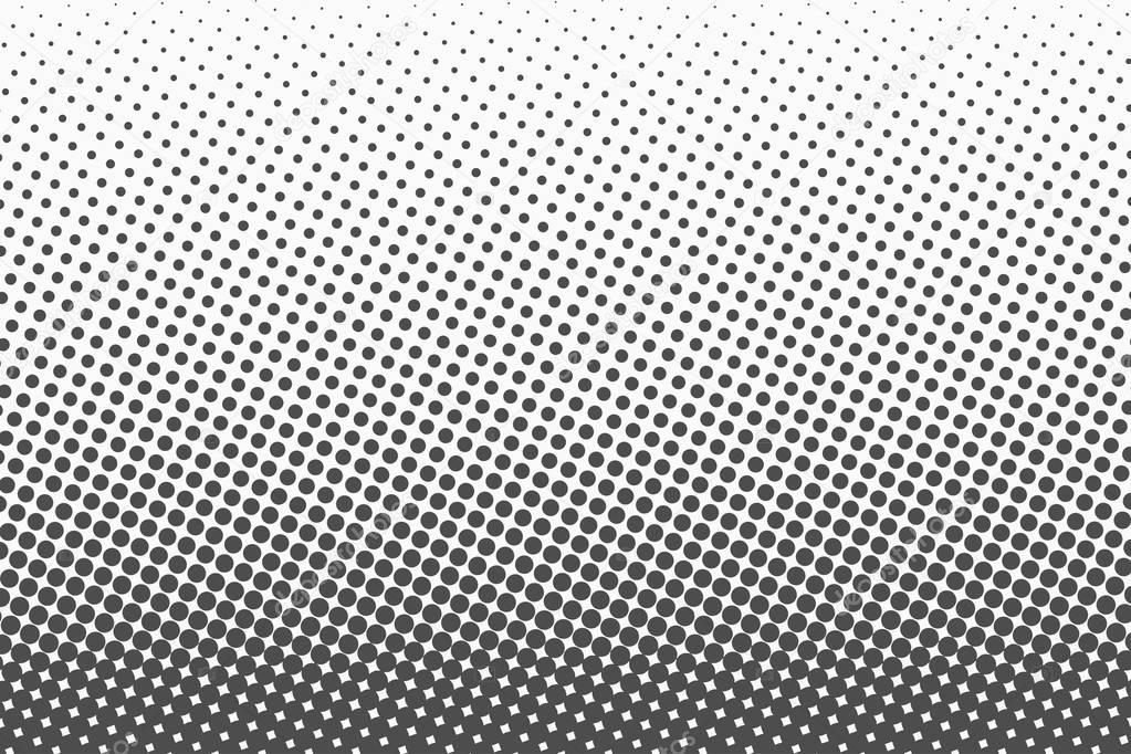 Halftone dots. Monochrome vector texture background for prepress, DTP, comics, poster. Pop art style template. Vector