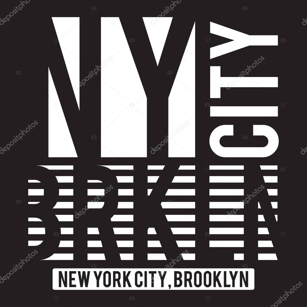 New York, Brooklyn modern typography for t-shirt print. T-shirt graphics. Vector