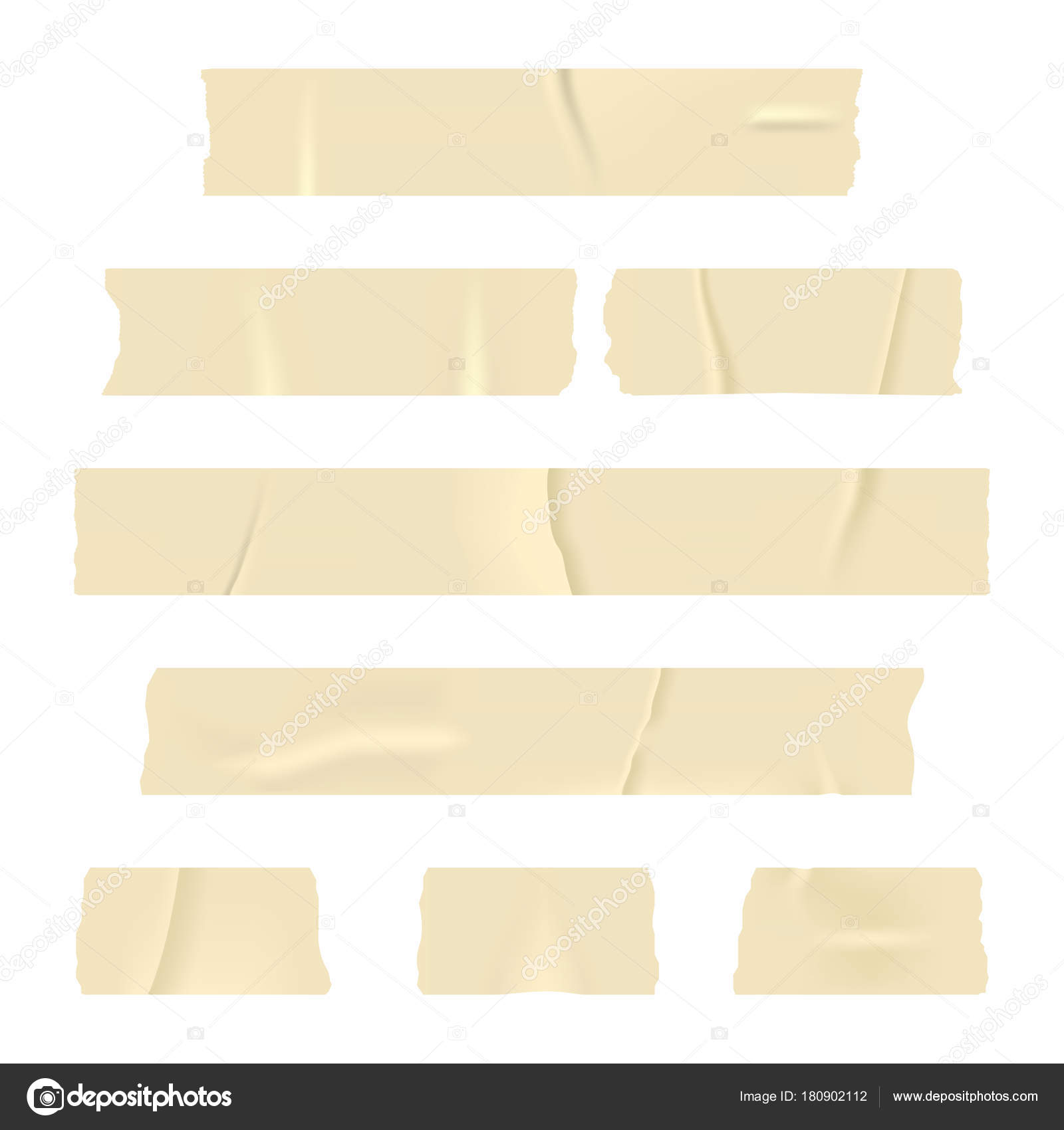 Adhesive tape. Set of realistic sticky tape stripes isolated on white