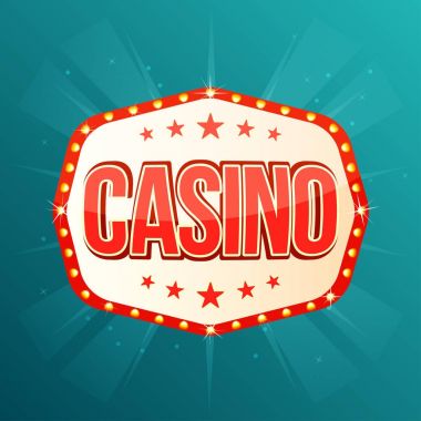 Casino banner. Retro hafif çerçeve parlayan lambaları