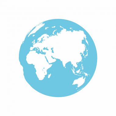 Dünya ikonu gezegeni. Dünya küresi beyaz arkaplanda izole edildi