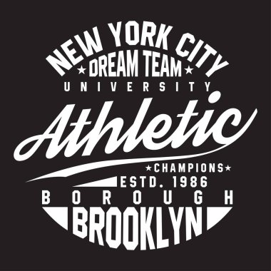 New York, Brooklyn tipografi t-shirt baskı için. Spor, atletik tişört grafik