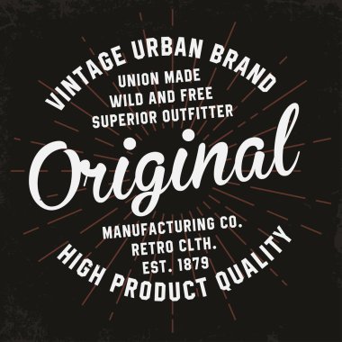 Vintage tipografi t-shirt baskı için. Sigorta primi vintage t-shirt grafik arka plan retro güneş ışınları ile