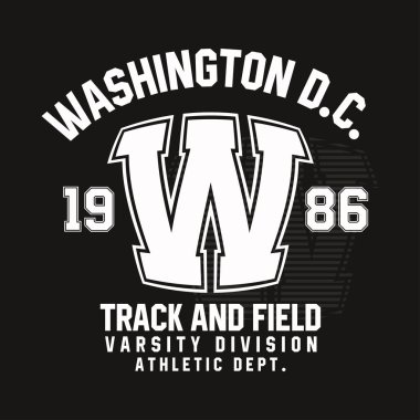 Washington tipografi t-shirt baskı için. Atletizm, atletik tişört grafik