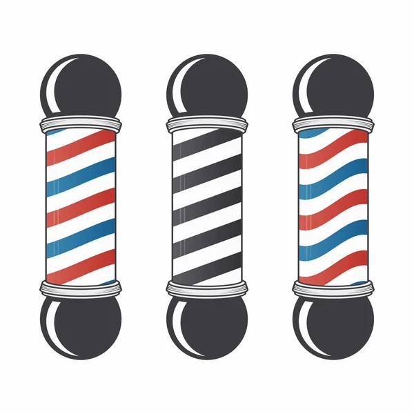 Conjunto de postes de peluquería. Cartel de barbería vintage. Elemento de diseño del logotipo — Archivo Imágenes Vectoriales
