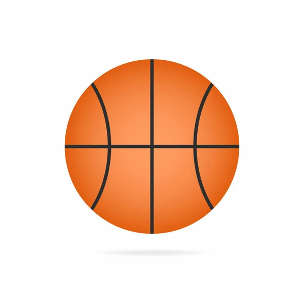 Icône de ballon de basket avec ombre isolée sur fond blanc — Image vectorielle