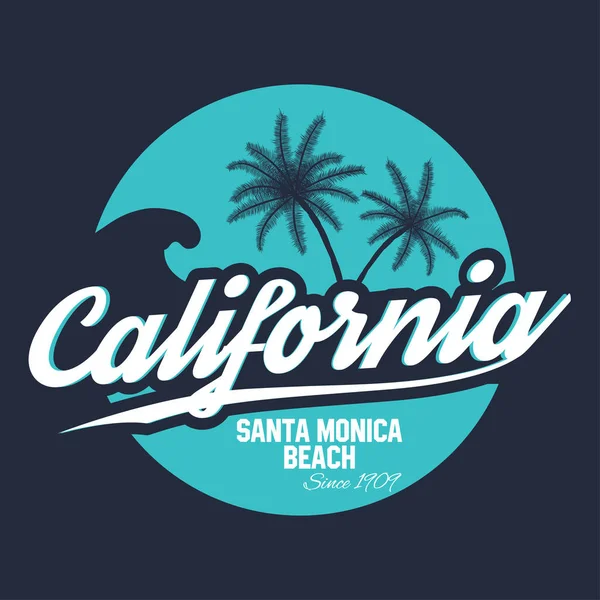 Tipografía deportiva de surf de estilo 80. Camiseta gráfica. California tee gráfico — Archivo Imágenes Vectoriales