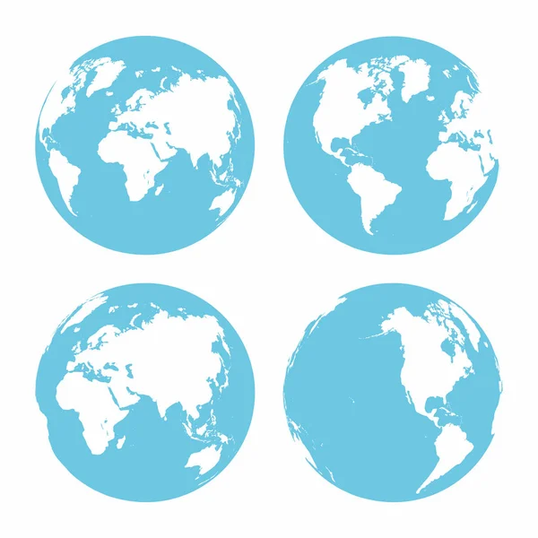 Conjunto de ícones do planeta Terra. Globo da Terra isolado sobre fundo branco. Diferentes partes do planeta — Vetor de Stock