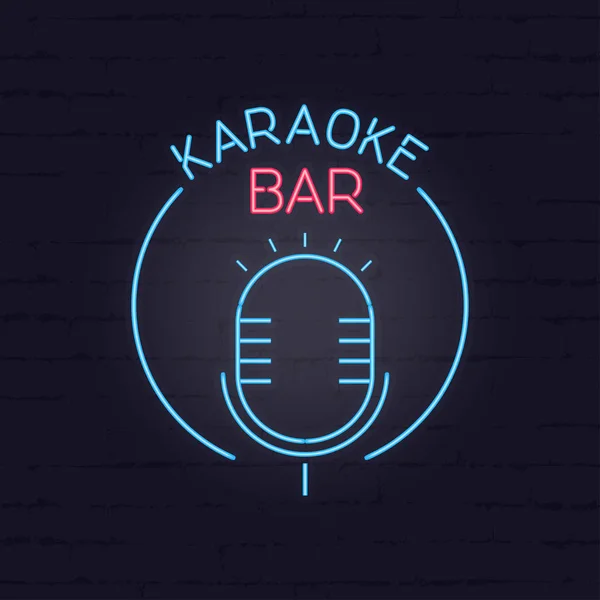 Karaoke neon jelzőtábla. Retro karaoke és disco bár jel — Stock Vector