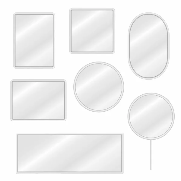 Зеркала, установленные в разных формах с размытым отражением — стоковый вектор