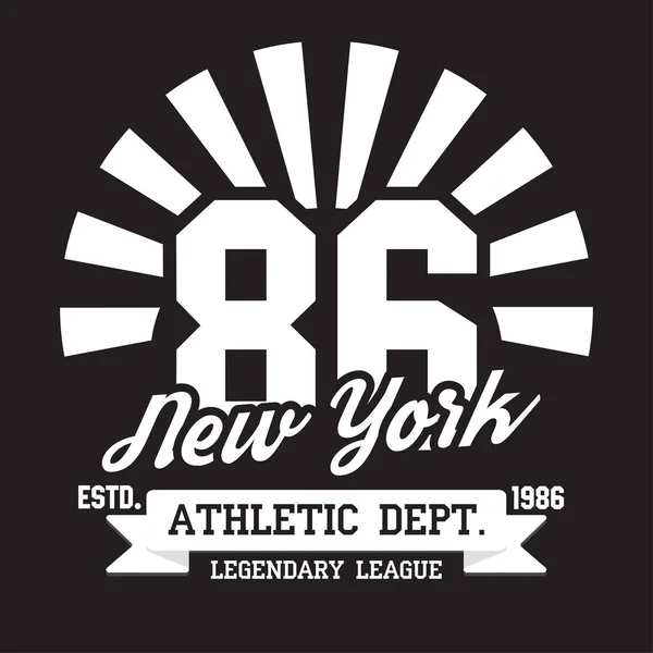 New York, Brooklyn tipografi t-shirt baskı için. Spor, atletik tişört grafik — Stok Vektör