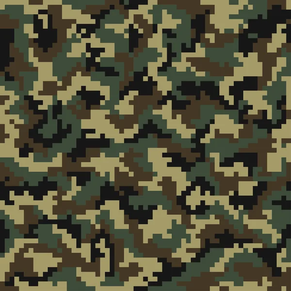 Modello di camuffamento. Modello mimetico digitale senza cuciture. Pixel camo in stile legno — Vettoriale Stock