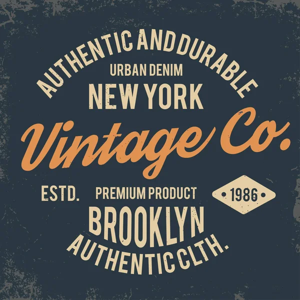 Vintage typografi för t shirt utskrift. New York t-shirt grafik med grunge — Stock vektor