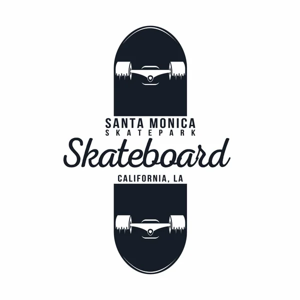 Camiseta de skate gráfica. Patinaje urbano. Santa Monica, California skatepark. Vintage tee gráfico — Vector de stock