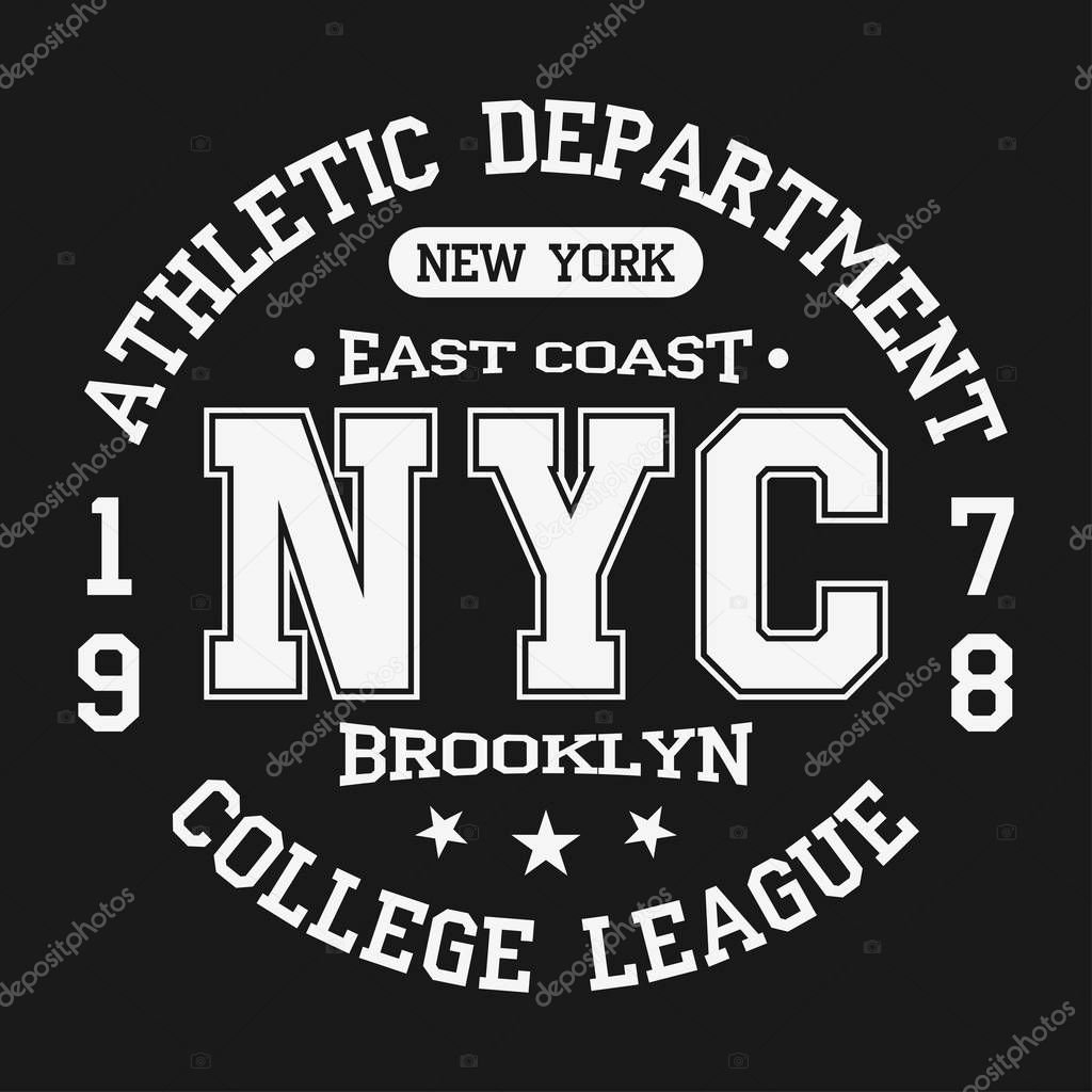 Vintage badge, athletic sport typography for t shirt print. Varsity style. T-shirt graphic. Vector