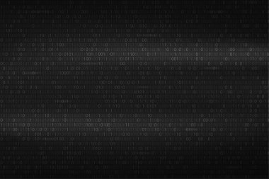 İkili kod arka plan soyut. Siyah ve beyaz dijital teknoloji duvar kağıdı. Cyber veri, şifre çözme ve şifreleme