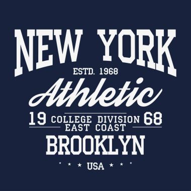 New York, Brooklyn tipografi, rozet t-shirt baskı için. Bir okul grafik tarzı t-shirt