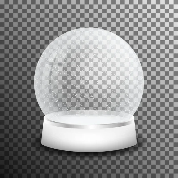 Різдвяний скляний сніговий м'яч ізольований на прозорому фоні. Реалістичний кристалічний сніговий м'яч зі світловим відбиттям — стоковий вектор