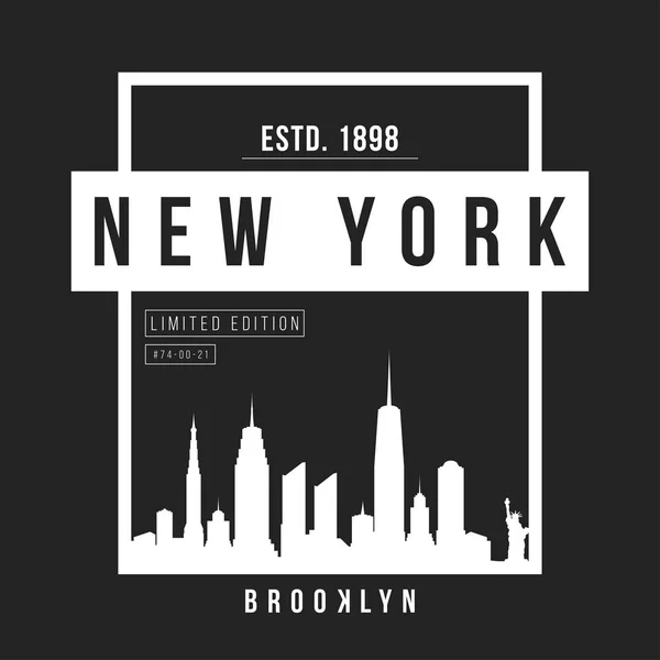 New York, Brooklyn typography for t-shirt print. New York City skyline for tee graphic. T-shirt design Royalty Free Stock Vectors