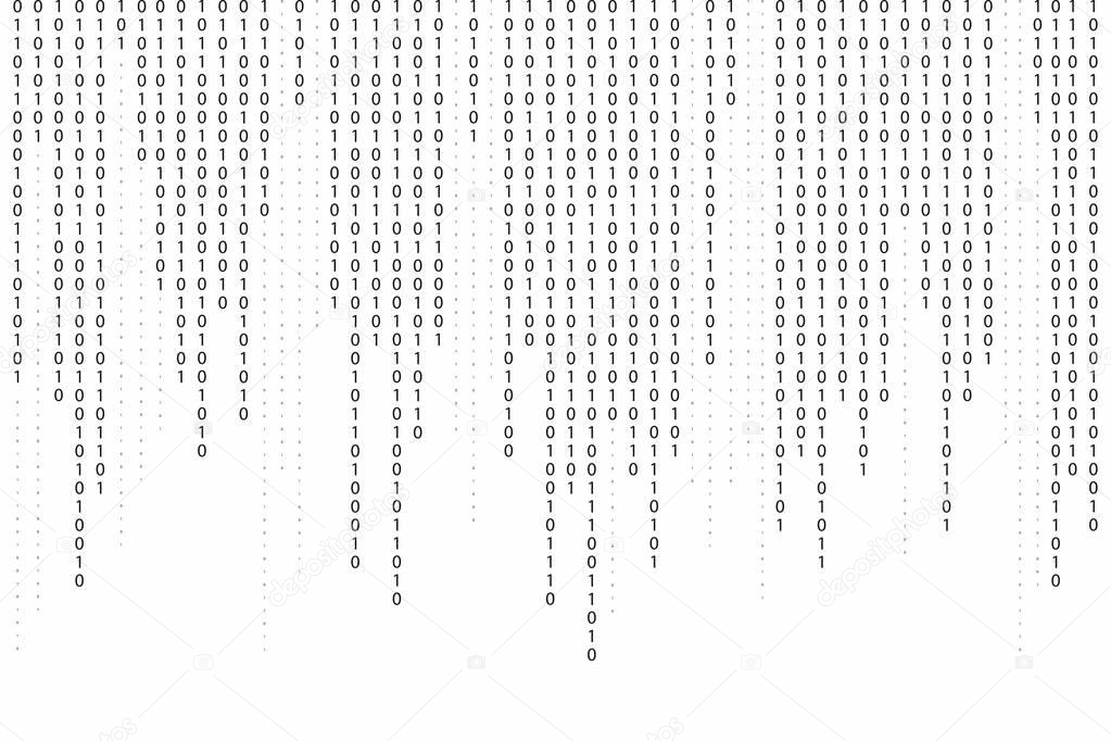 Abstract binary code background. Falling, streaming binary code background. Digital technology wallpaper