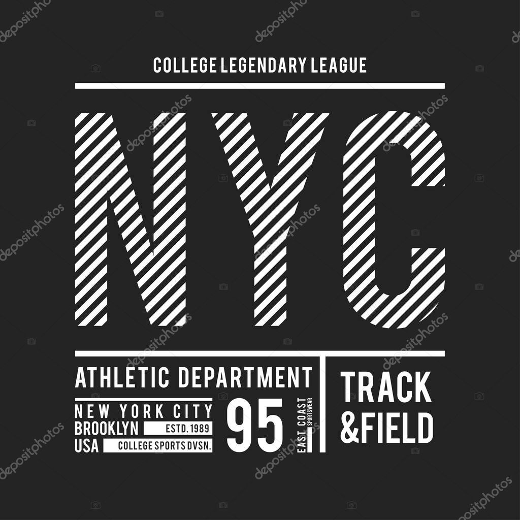 New York, Brooklyn typography for t-shirt print. Athletic patch for tee graphic. T-shirt design. Vector
