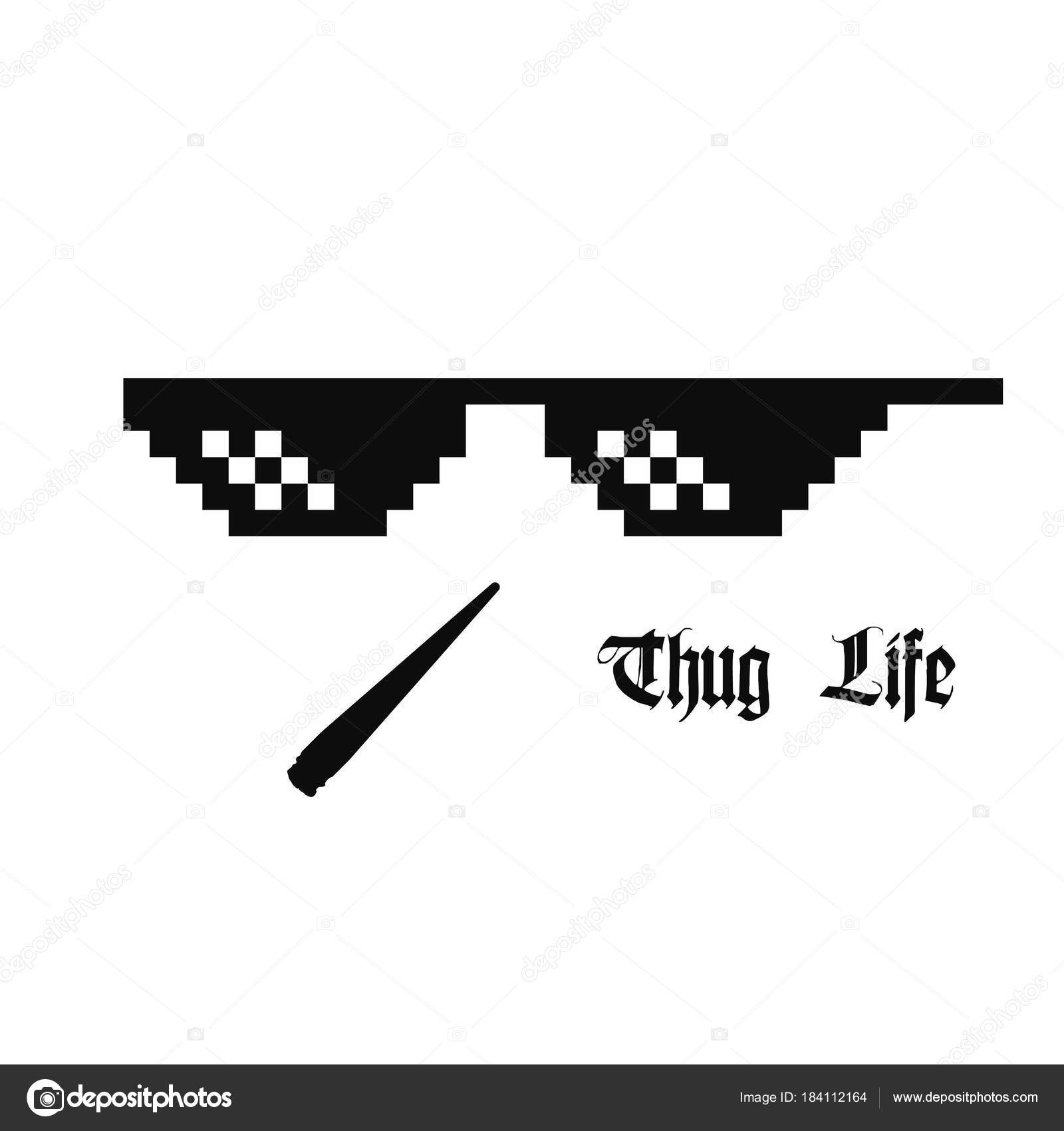Ufrugtbar skab Køb Pixel art glasses. Thug life meme glasses with cannabis joint isolated on  white background Stock Vector by ©Yevgenij_D #184112164