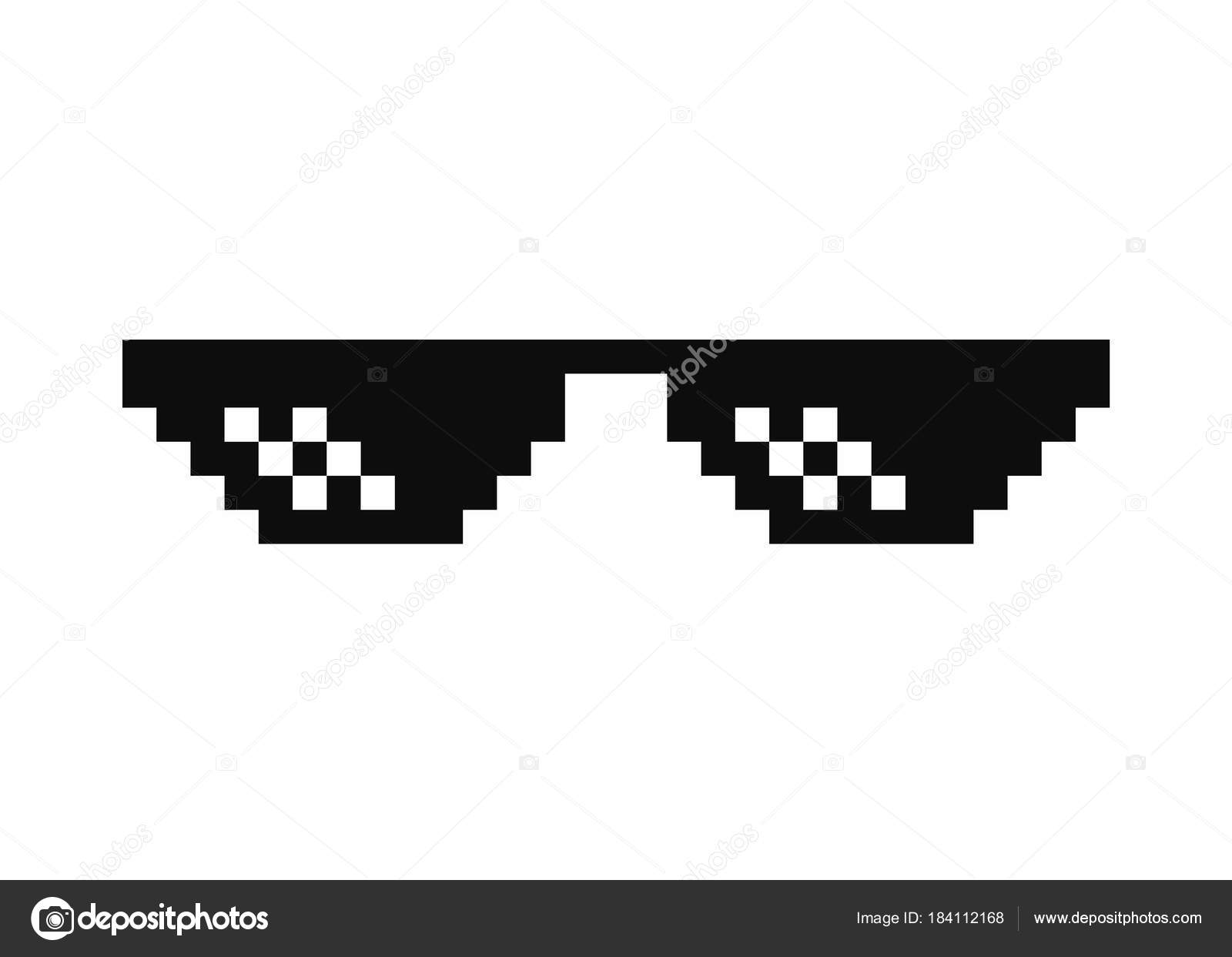 Pixel Art Glasses Thug Life Meme Glasses Isolated On White